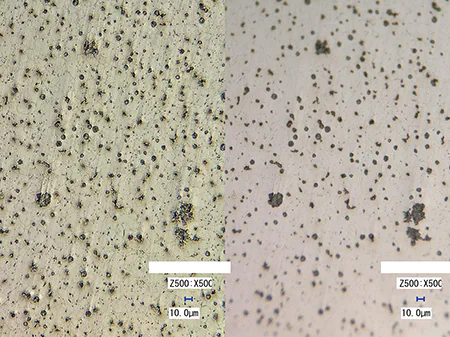 Metal structure tilt angle (500x) Left: 4K HDR/right: normal