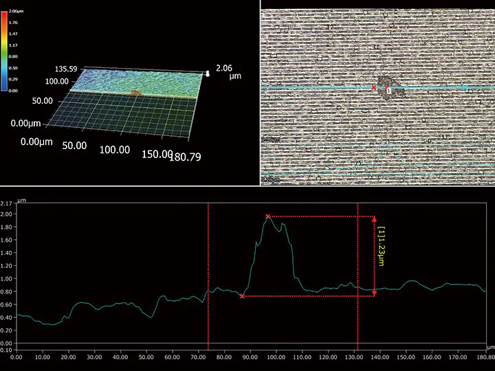 Profile measurement of a foreign particle adhering to a wafer