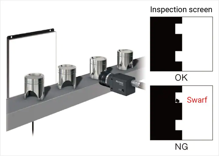 Inspection screen OK / Swarf NG